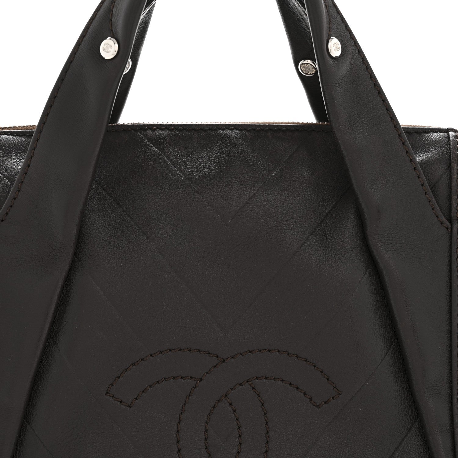 Calfskin Chevron CC All Day Long Boston Brown