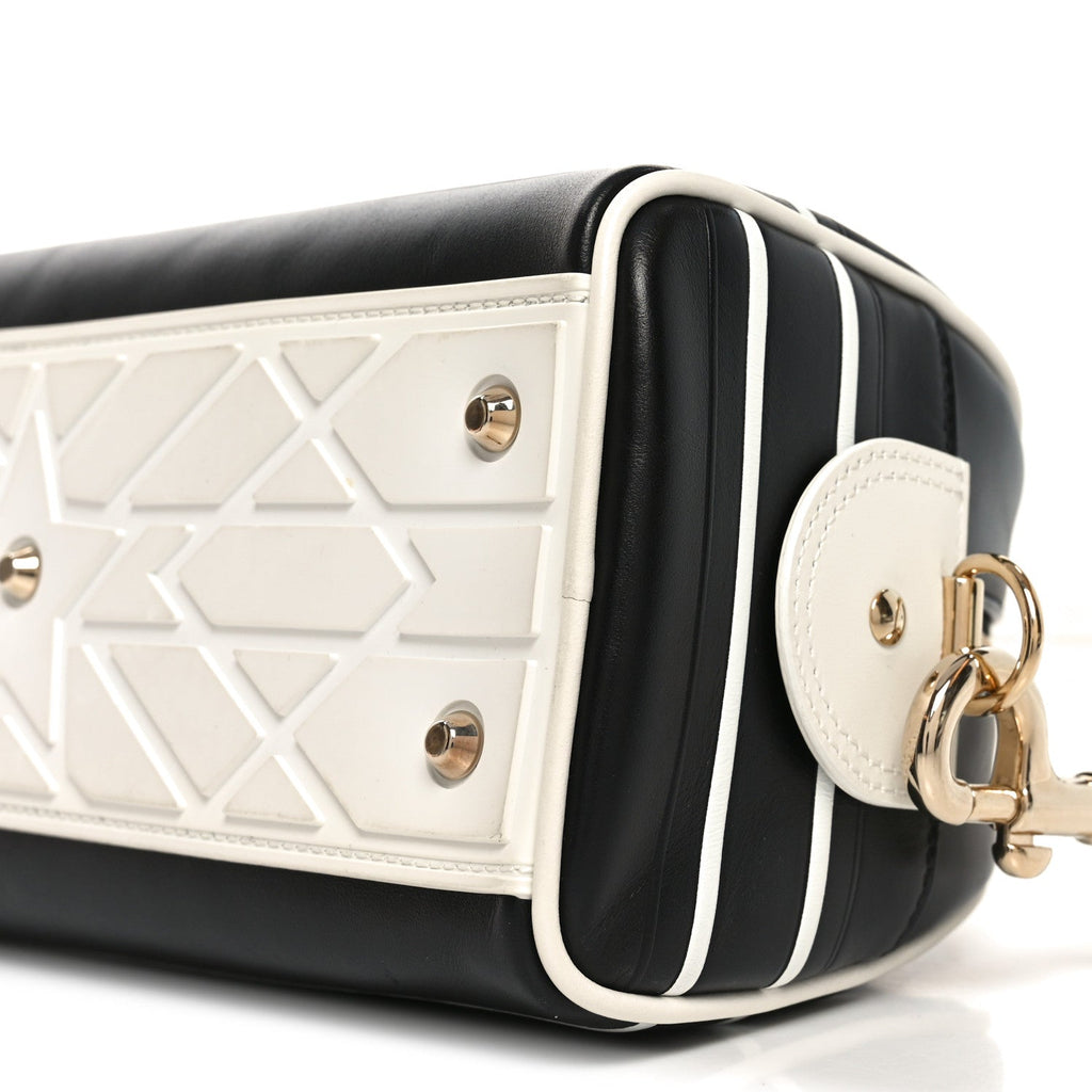Calfskin Small Dior Vibe Zip Bowling Bag Black White
