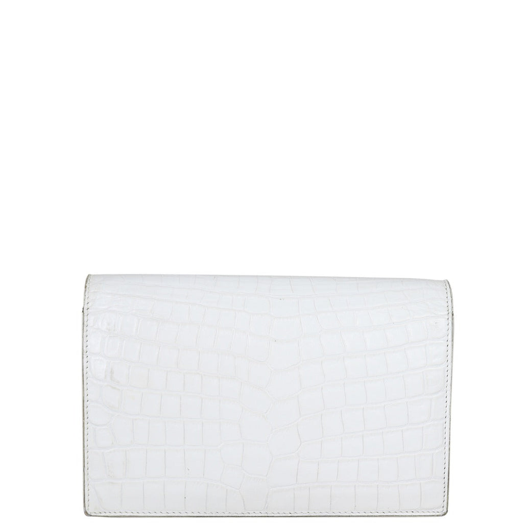 Saint Laurent Kate Tassel Chain Wallet Croc-Embossed