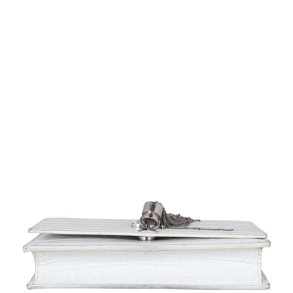 Saint Laurent Kate Tassel Chain Wallet Croc-Embossed