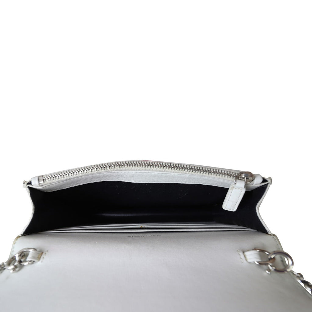 Saint Laurent Kate Tassel Chain Wallet Croc-Embossed