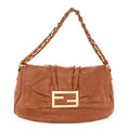 Crinkled Lambskin Mia Shoulder Flap Camel