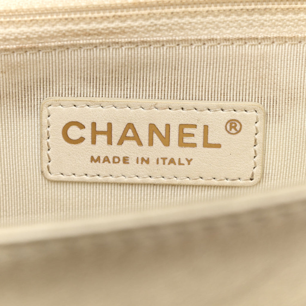 Lambskin Perforated Quilted New Medium Boy Flap Gold