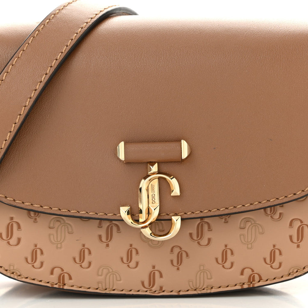 Calfskin Small Varenne Logo Embossed Shoulder Bag Brown