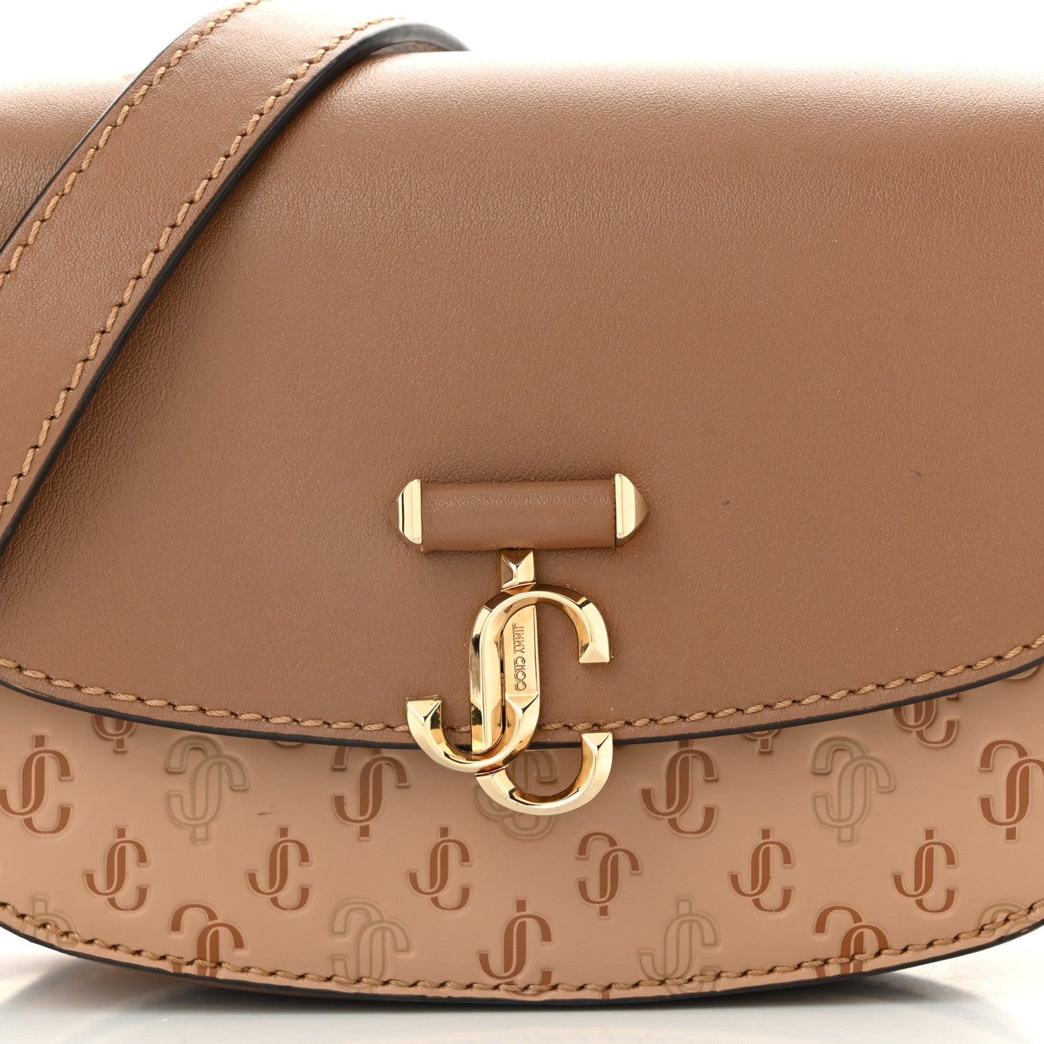 Calfskin Small Varenne Logo Embossed Shoulder Bag Brown