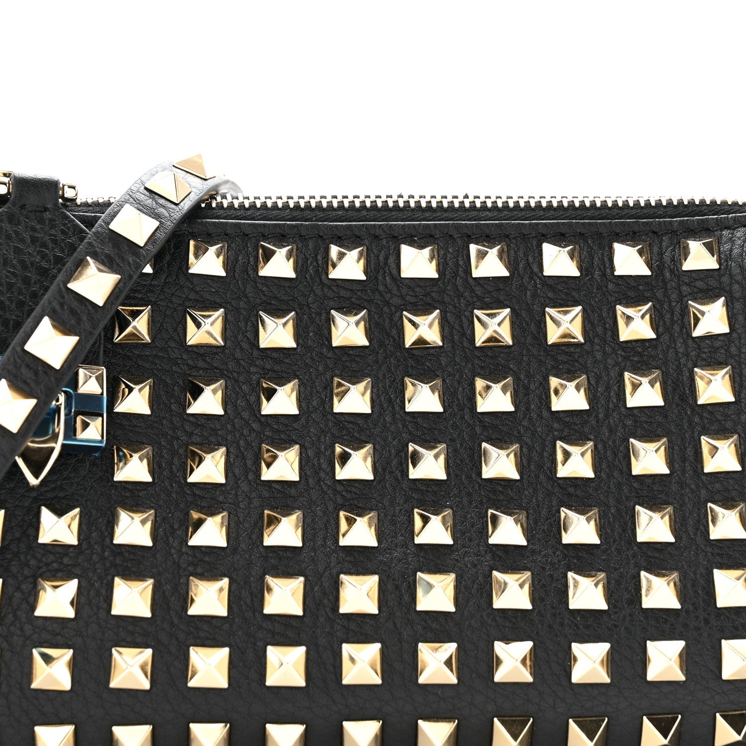 Grained Calfskin Small Rockstud All Over Crossbody Bag Black