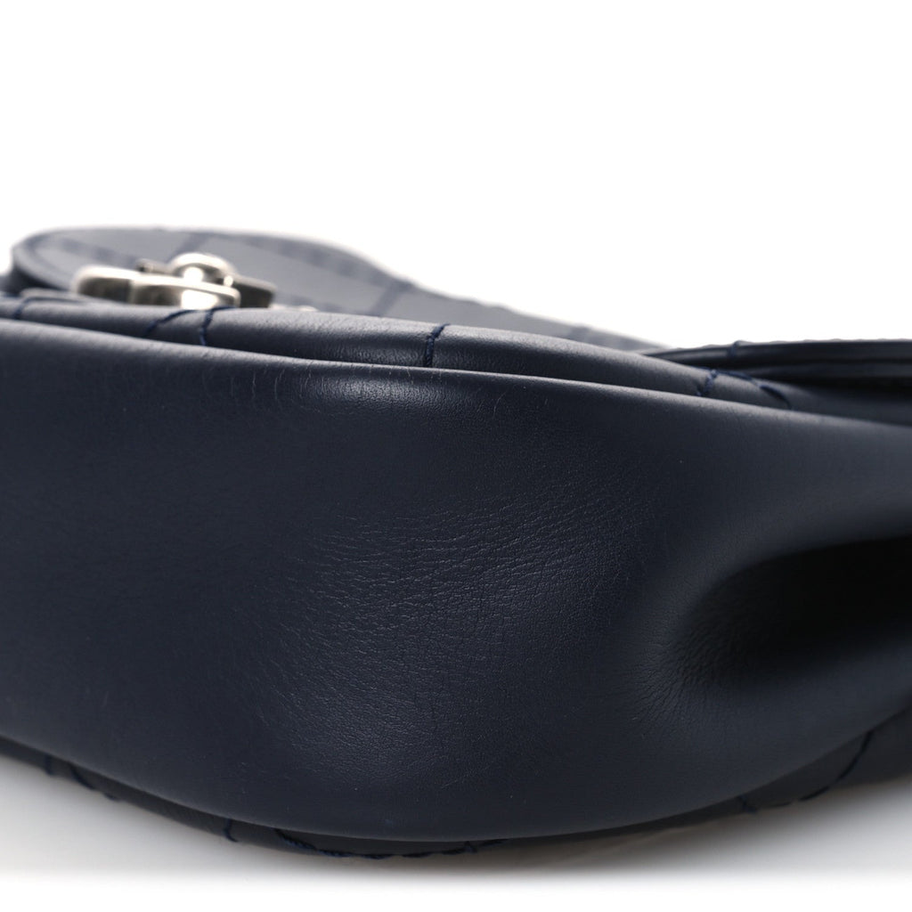 Calfskin Stitch CC Small Flap Navy Blue