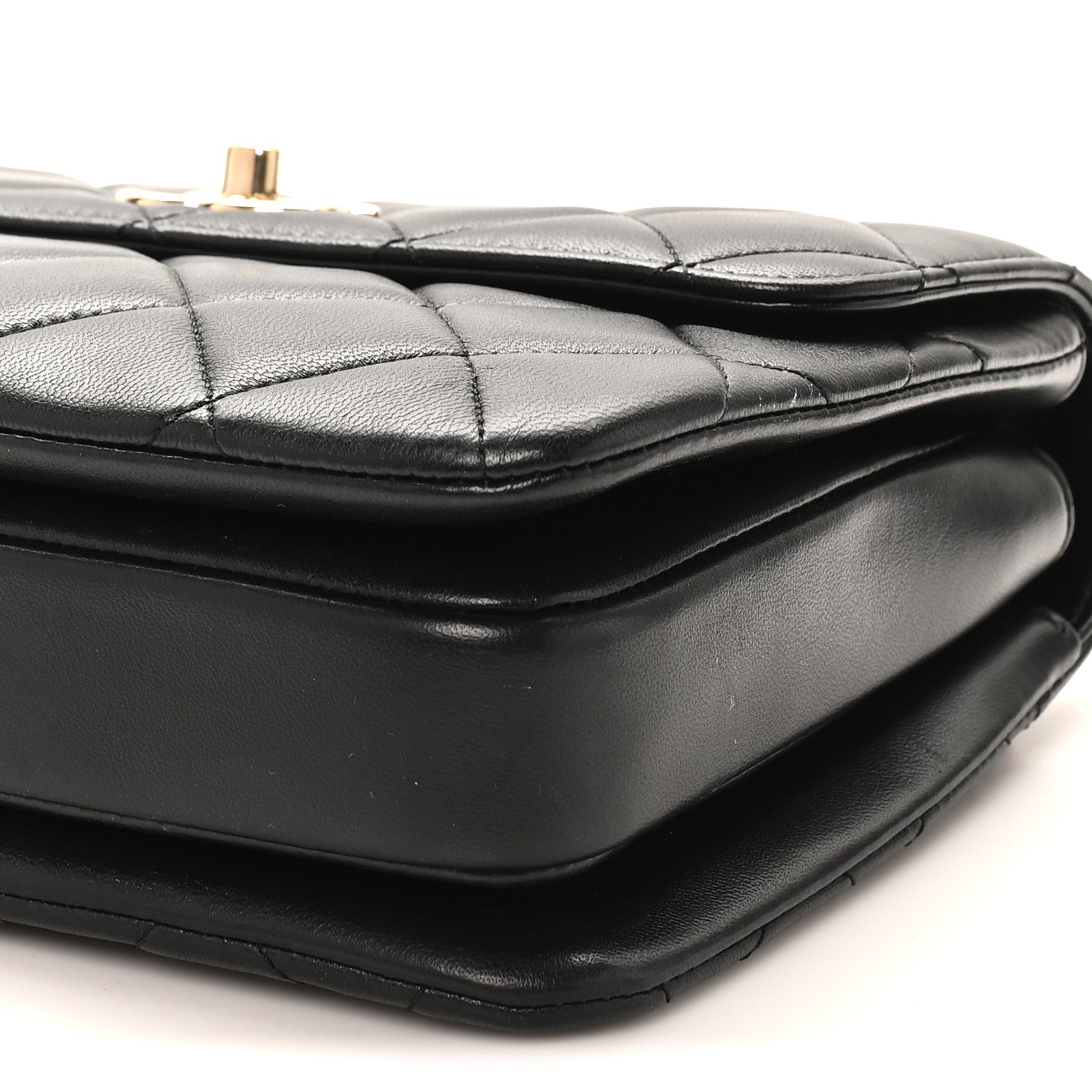 Lambskin Quilted Small Trendy CC Dual Handle Flap Bag Black