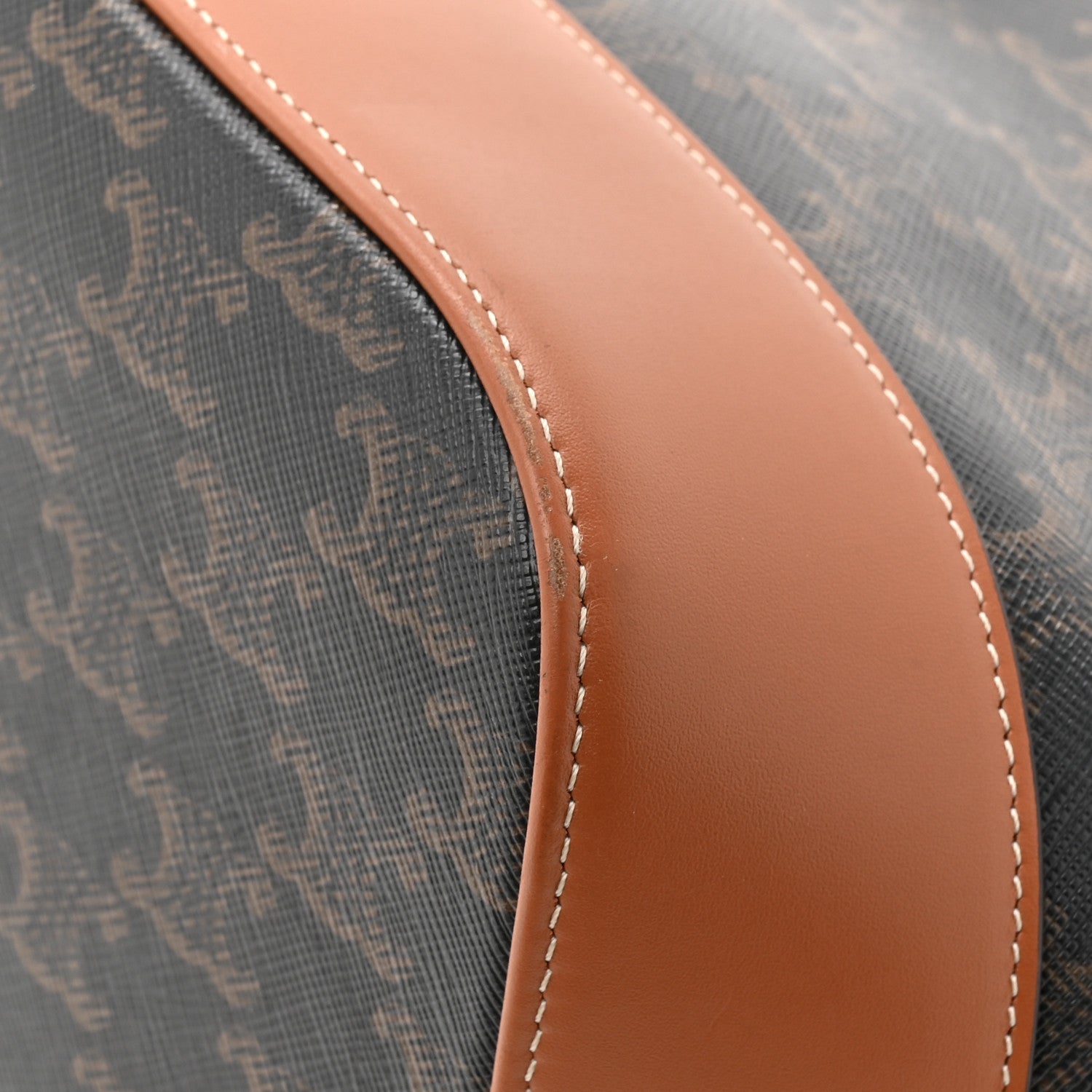 Triomphe Canvas Calfskin Medium Bucket Bag Tan
