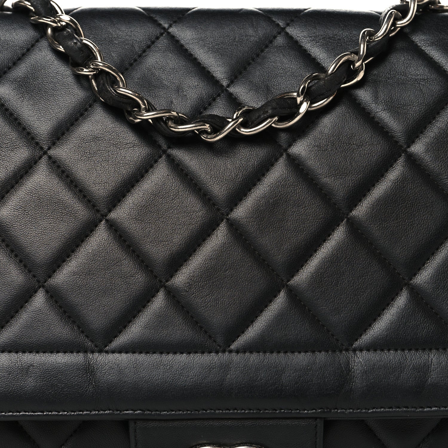 Lambskin Quilted Large Coco Rider Flap Black