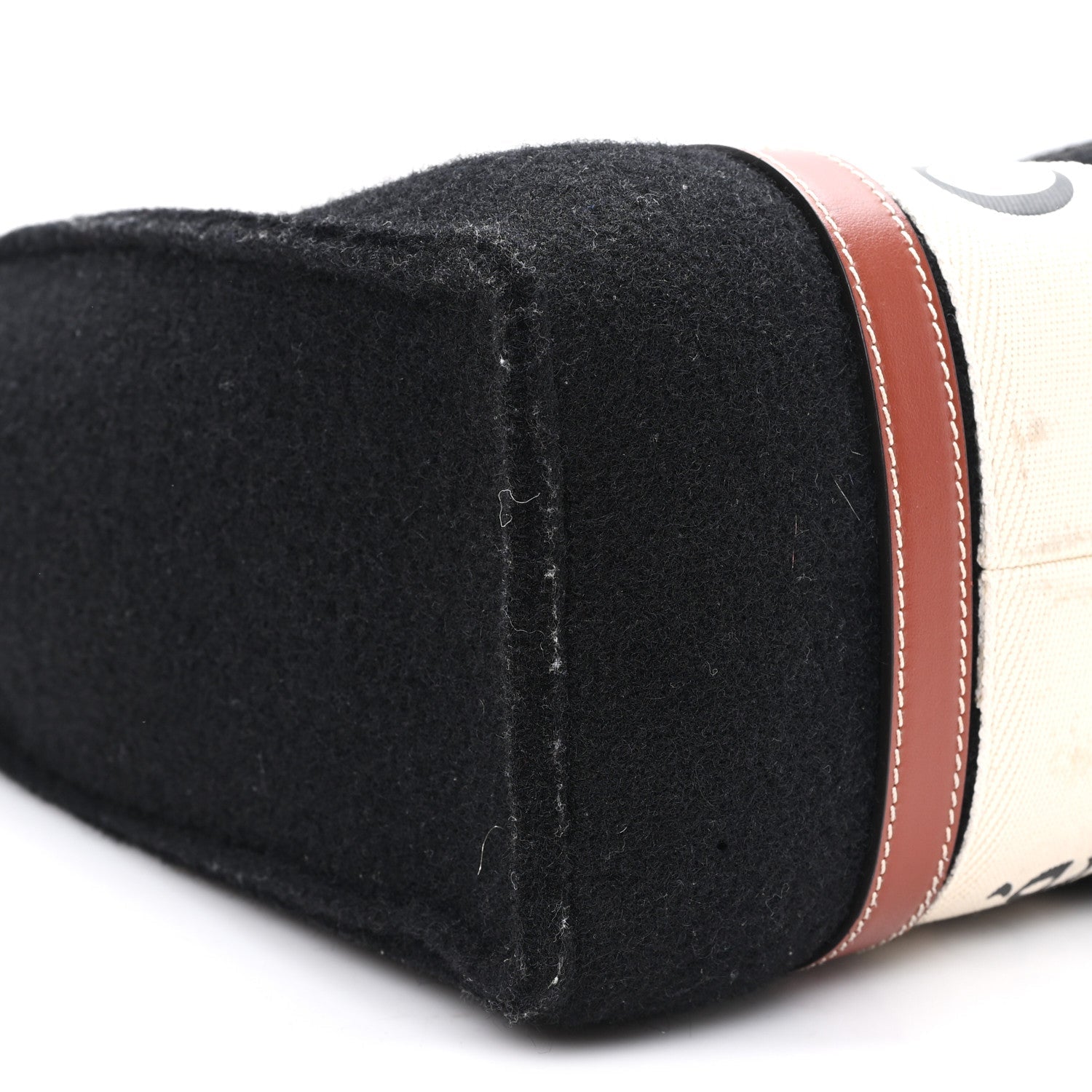 Felt Calfskin Medium Woody Ribbon Tote Black