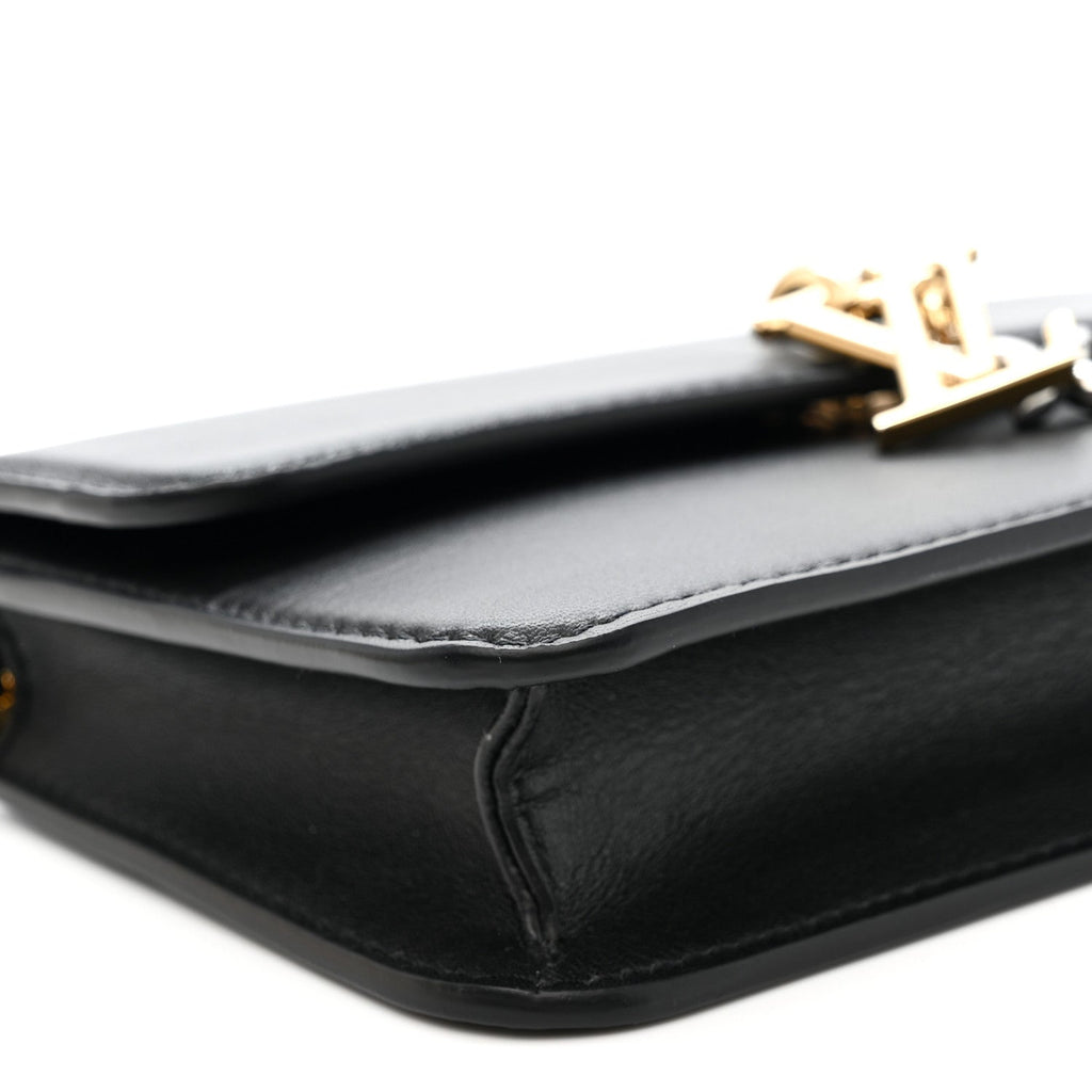 Calfskin LV Bloom Wallet On Chain Black