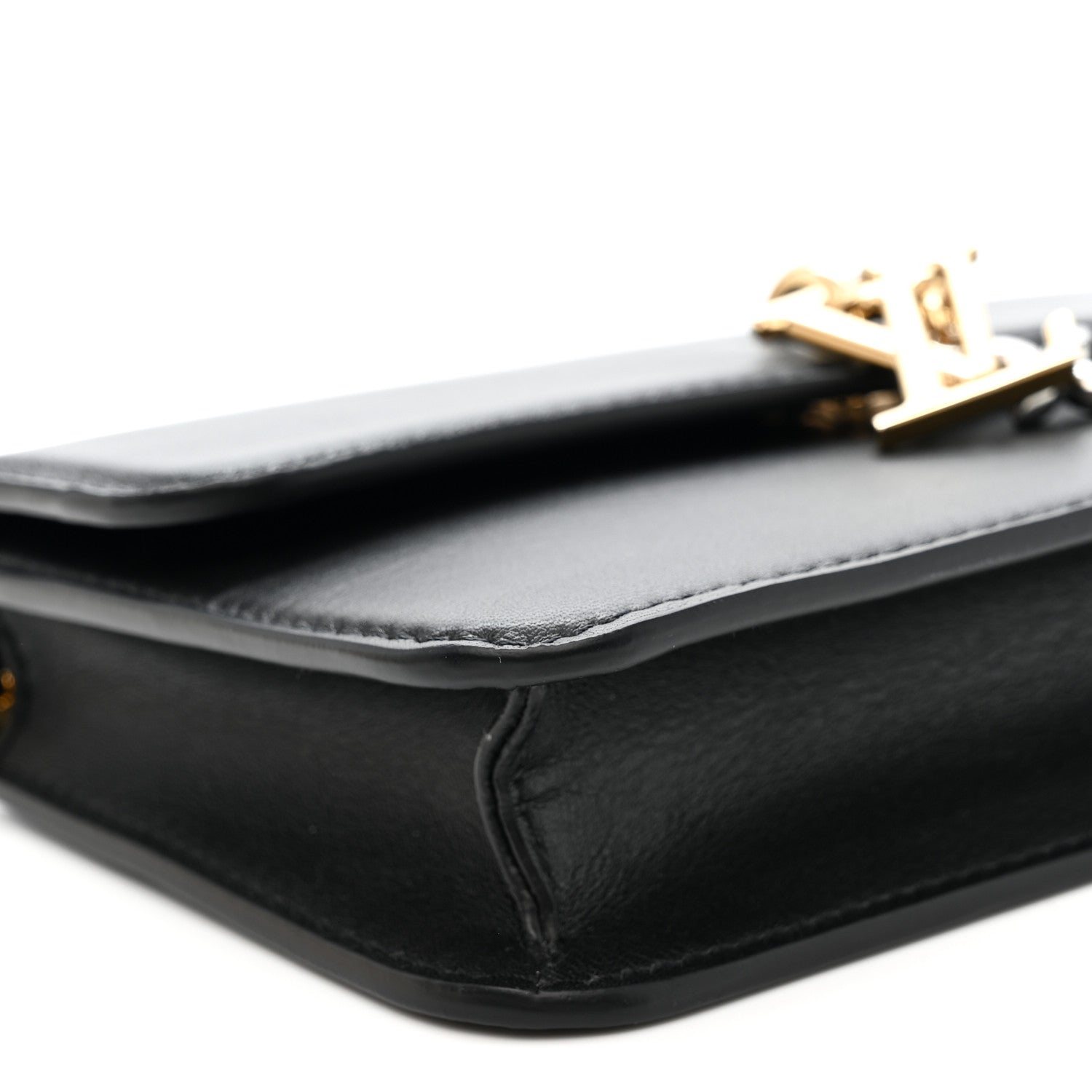 Calfskin LV Bloom Wallet On Chain Black