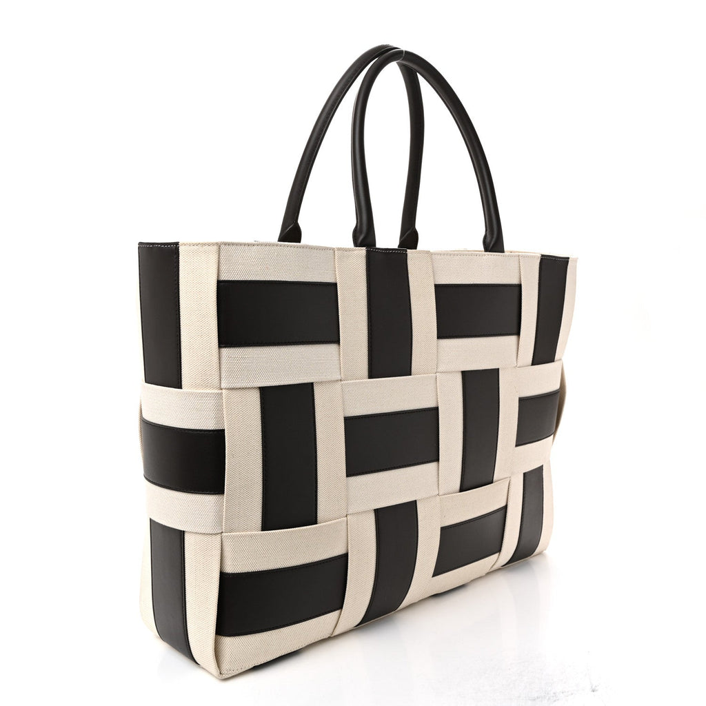 Canvas Nappa Maxi Intrecciato Large Arco Tote Natural Fondant