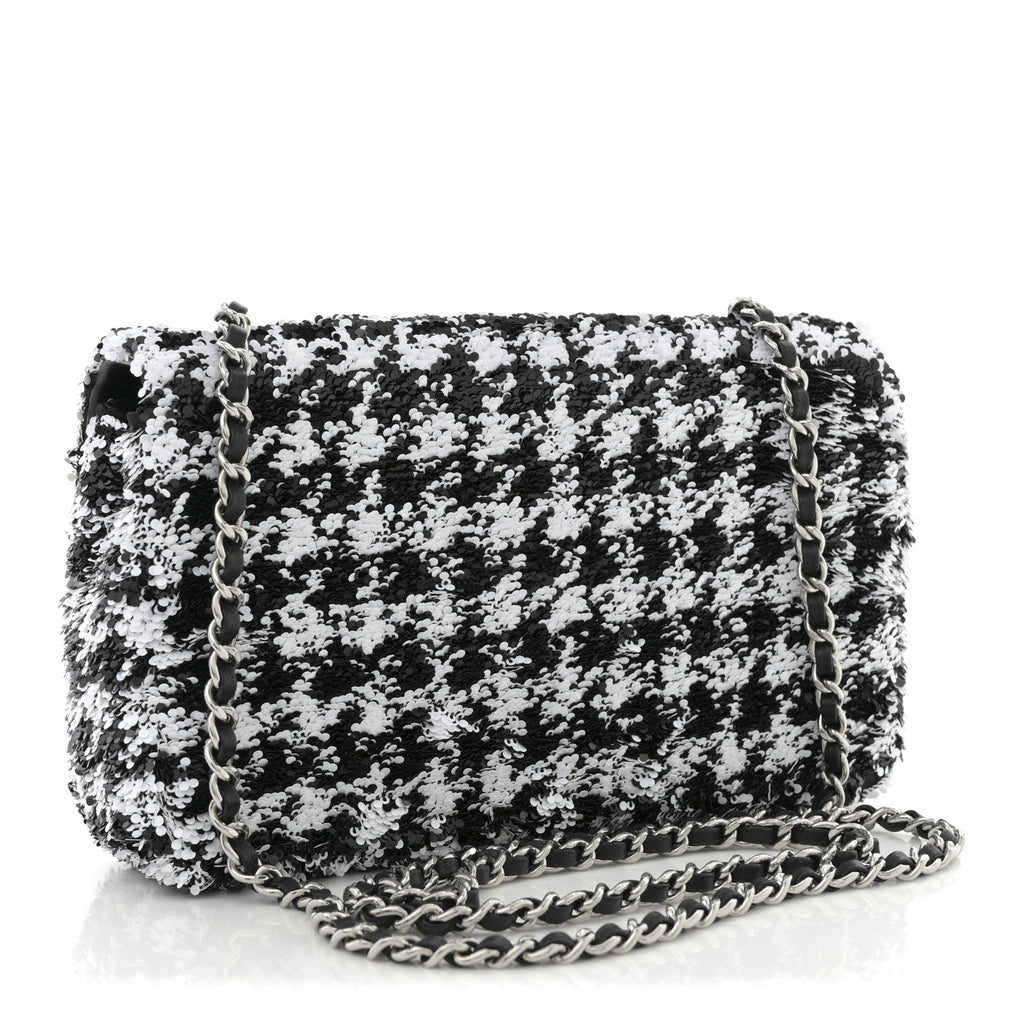 Sequin Houndstooth Small Flap Black White