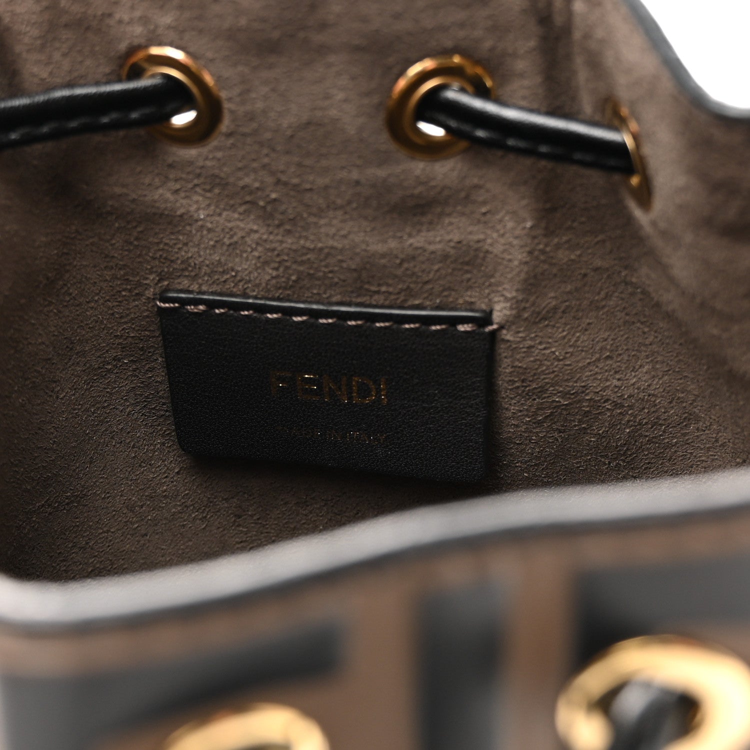 Vitello Liberty F is Fendi Bi-Color FF 1974 Embossed Mini Mon Tresor Bucket Bag Maya Black