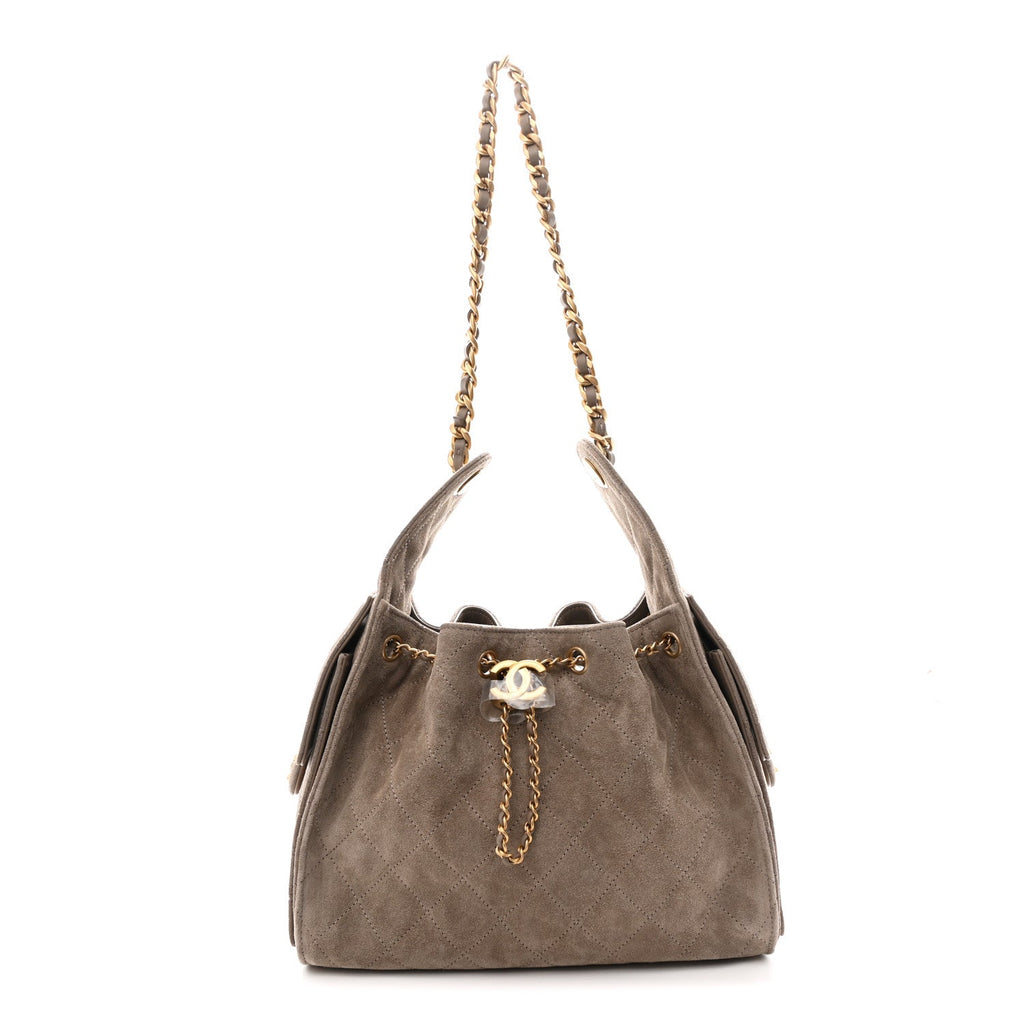 Suede Quilted Small Chanel 25 Handbag Dark Grey