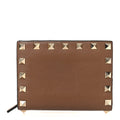 Vitello Rockstud Compact Wallet Cognac