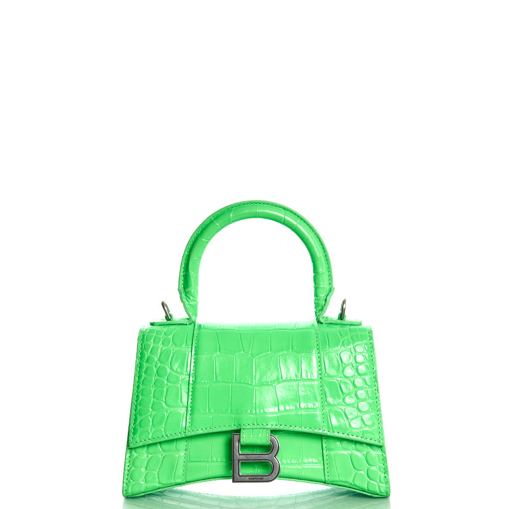 Balenciaga Top Handle Hourglass XS in Tempete, Exotic Effect Leather