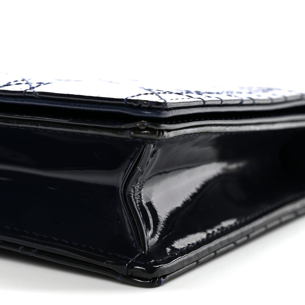 Patent Cannage Lady Dior Clutch Blue