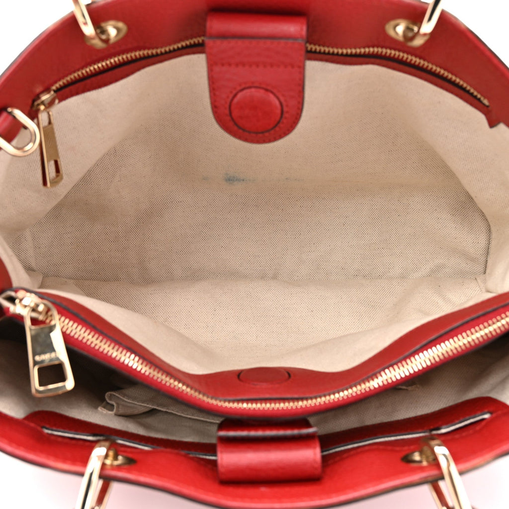 Pebbled Calfskin Medium Bamboo Shopper Tote Red
