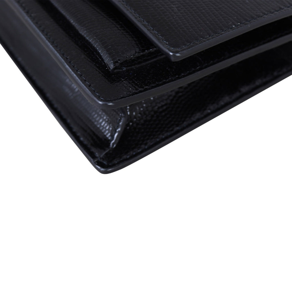 Saint Laurent Sunset Chain Wallet Lizard Embossed