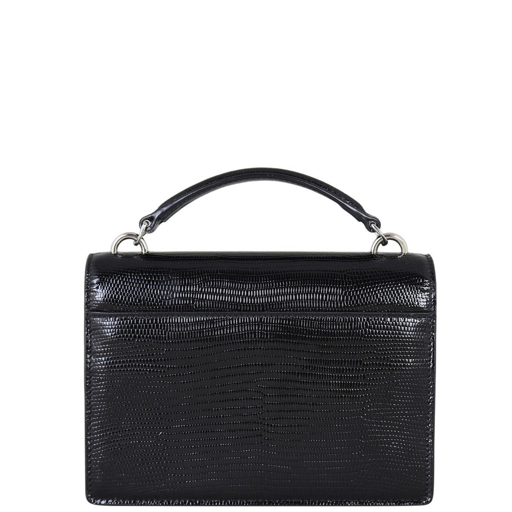 Saint Laurent Sunset Chain Wallet Lizard Embossed