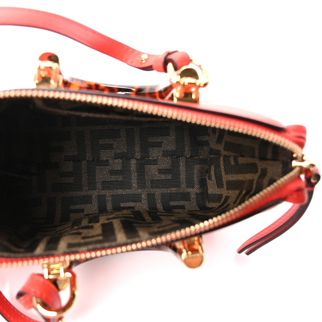 Vitello King Plexiglass Logo Embossed Mini By The Way Top Handle Boston Bag Papavero