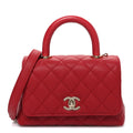 Caviar Quilted Extra Mini Coco Handle Flap Red