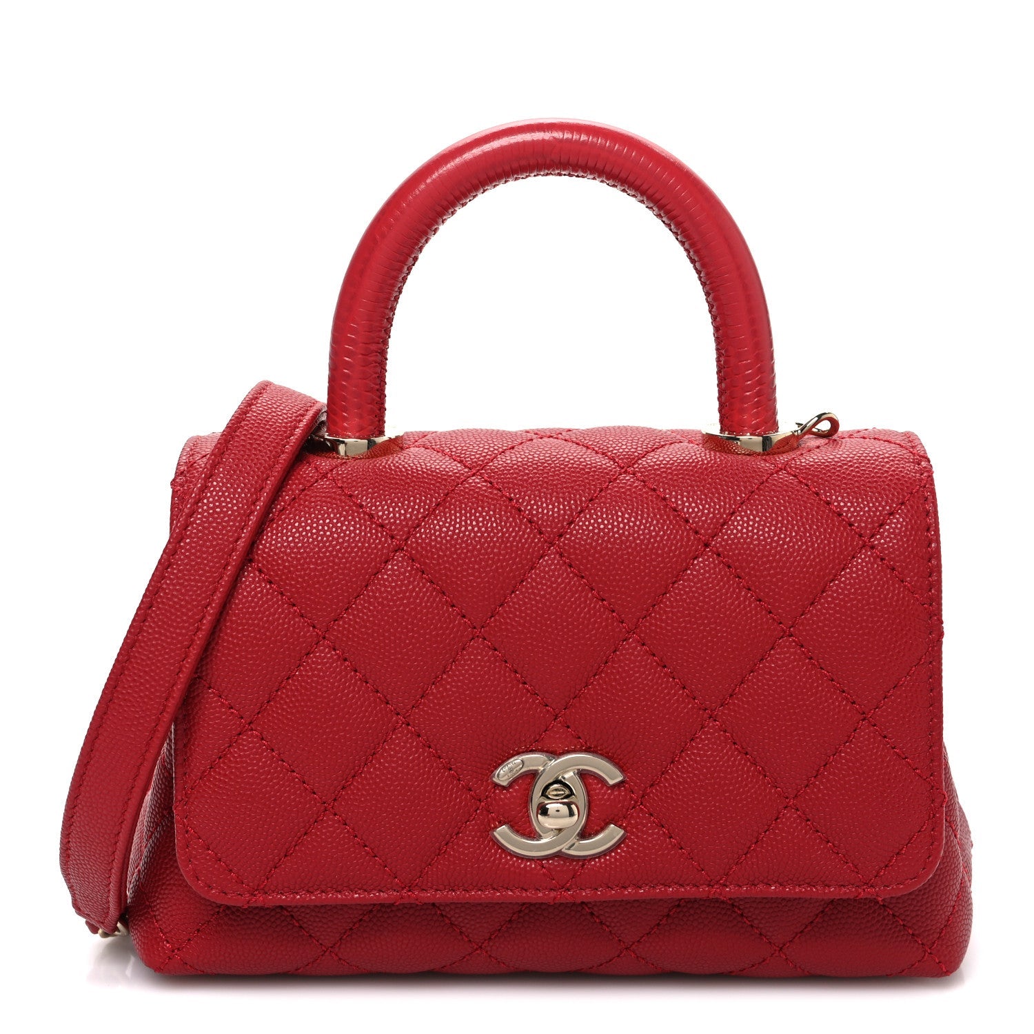 Caviar Quilted Extra Mini Coco Handle Flap Red