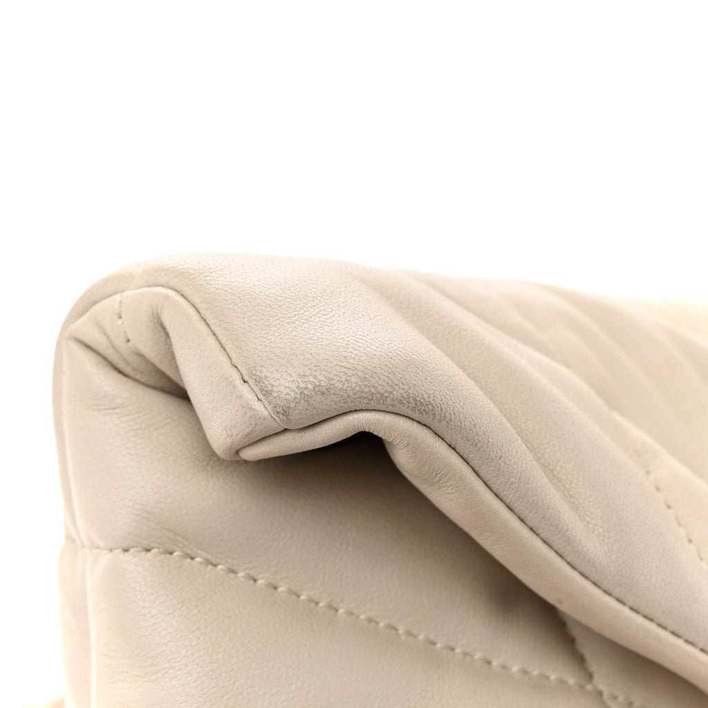 Lambskin Quilted Toy Loulou Puffer Monogram Chain Satchel Crema Soft