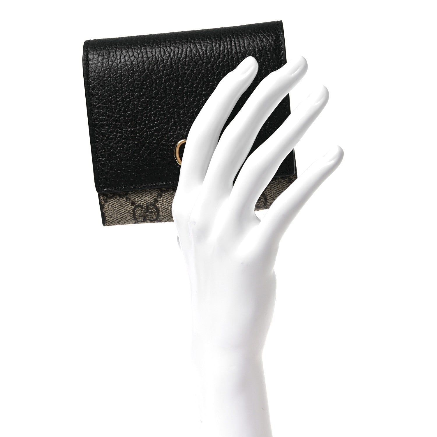Dollar Calfskin GG Supreme Monogram Medium GG Marmont Wallet Black Beige Ebony