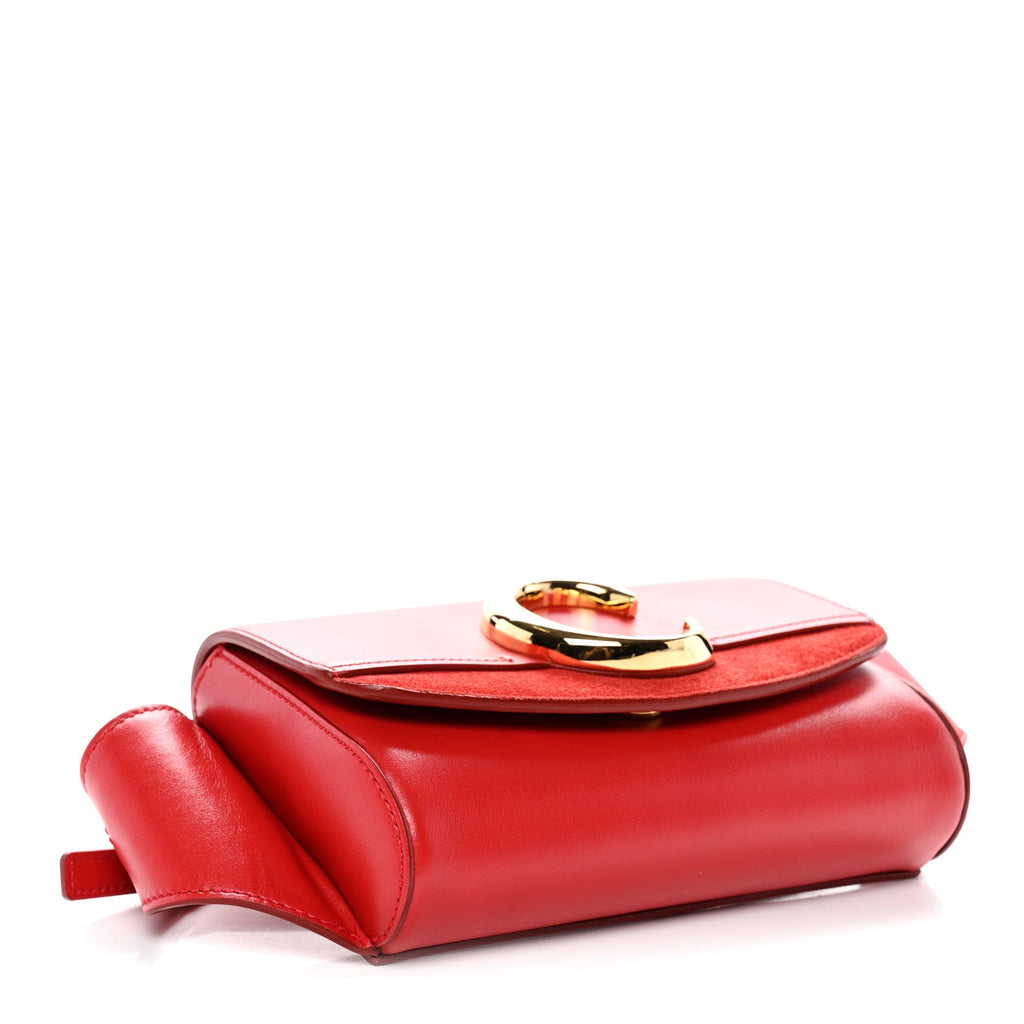Calfskin Suede C Belt Bag Plaid Red