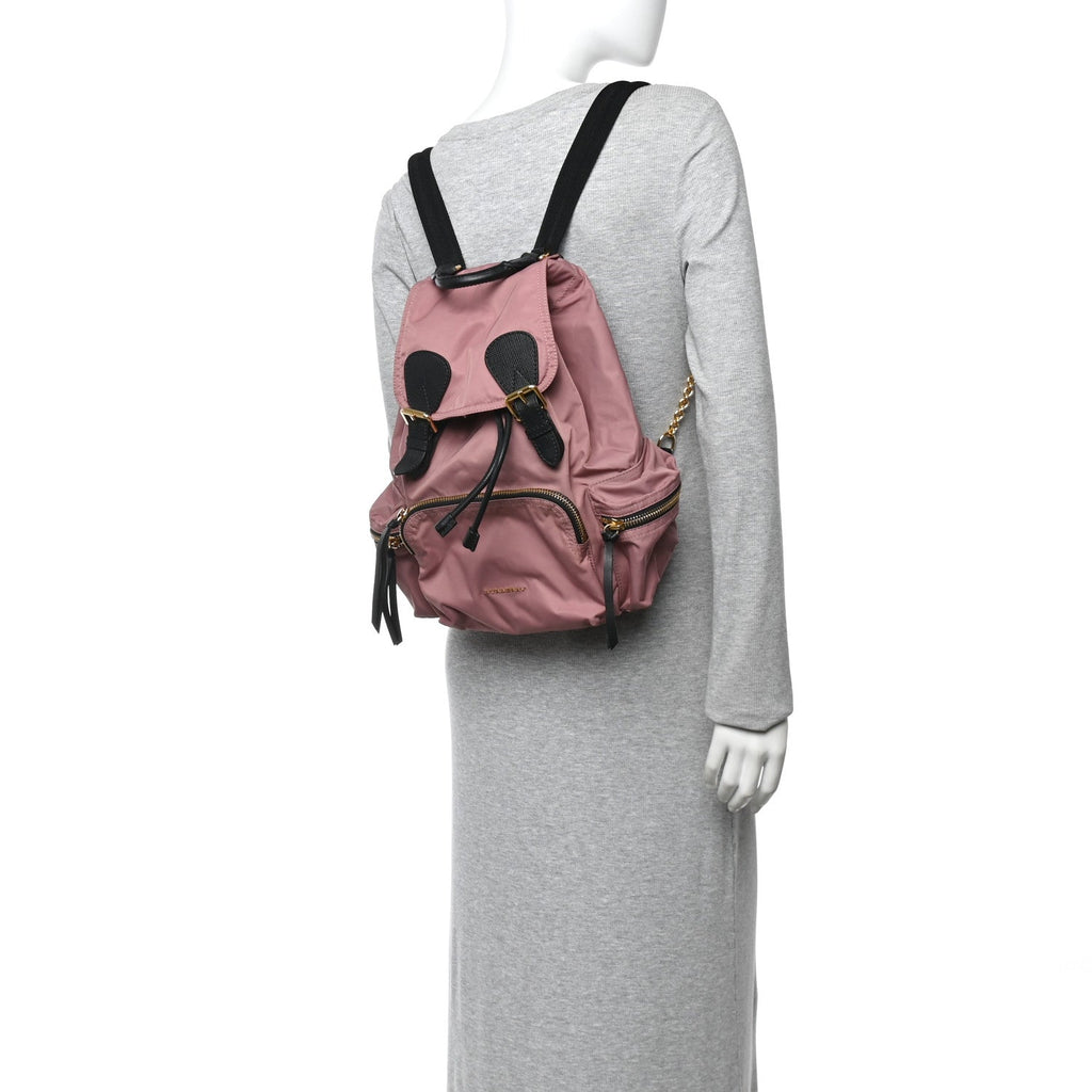 Nylon Medium Rucksack Backpack Mauve Pink