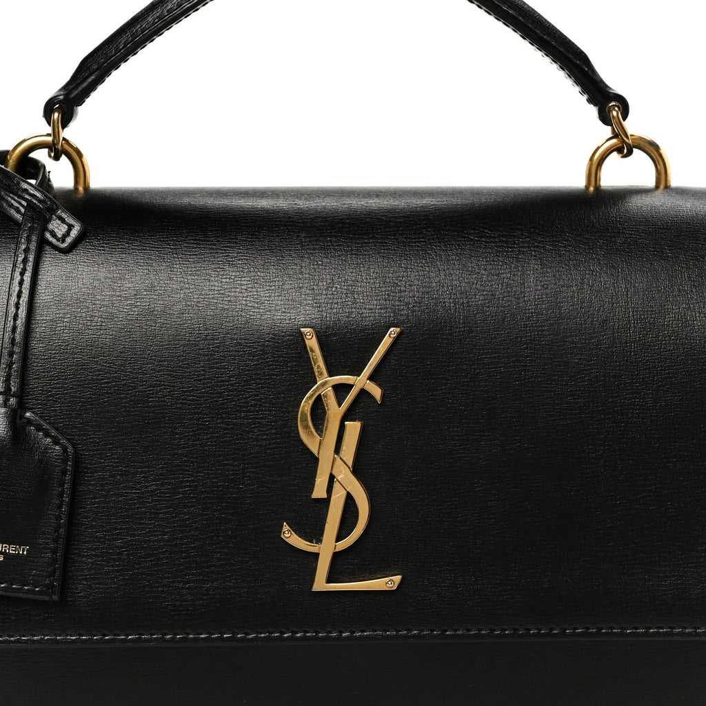 Smooth Calfskin Medium Monogram Sunset Satchel Black