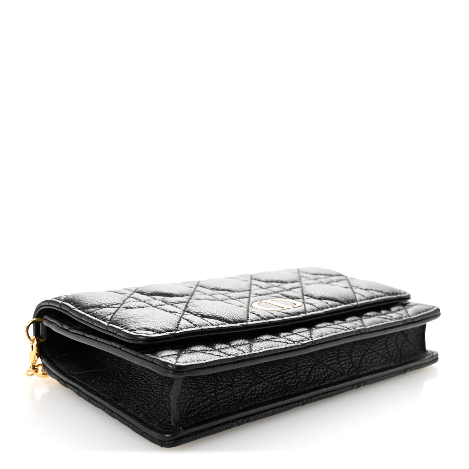 Supple Calfskin Caro Pouch with Chain Black