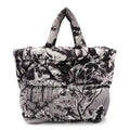 Re-Nylon Padded Printed Medium Tote Bag Black White