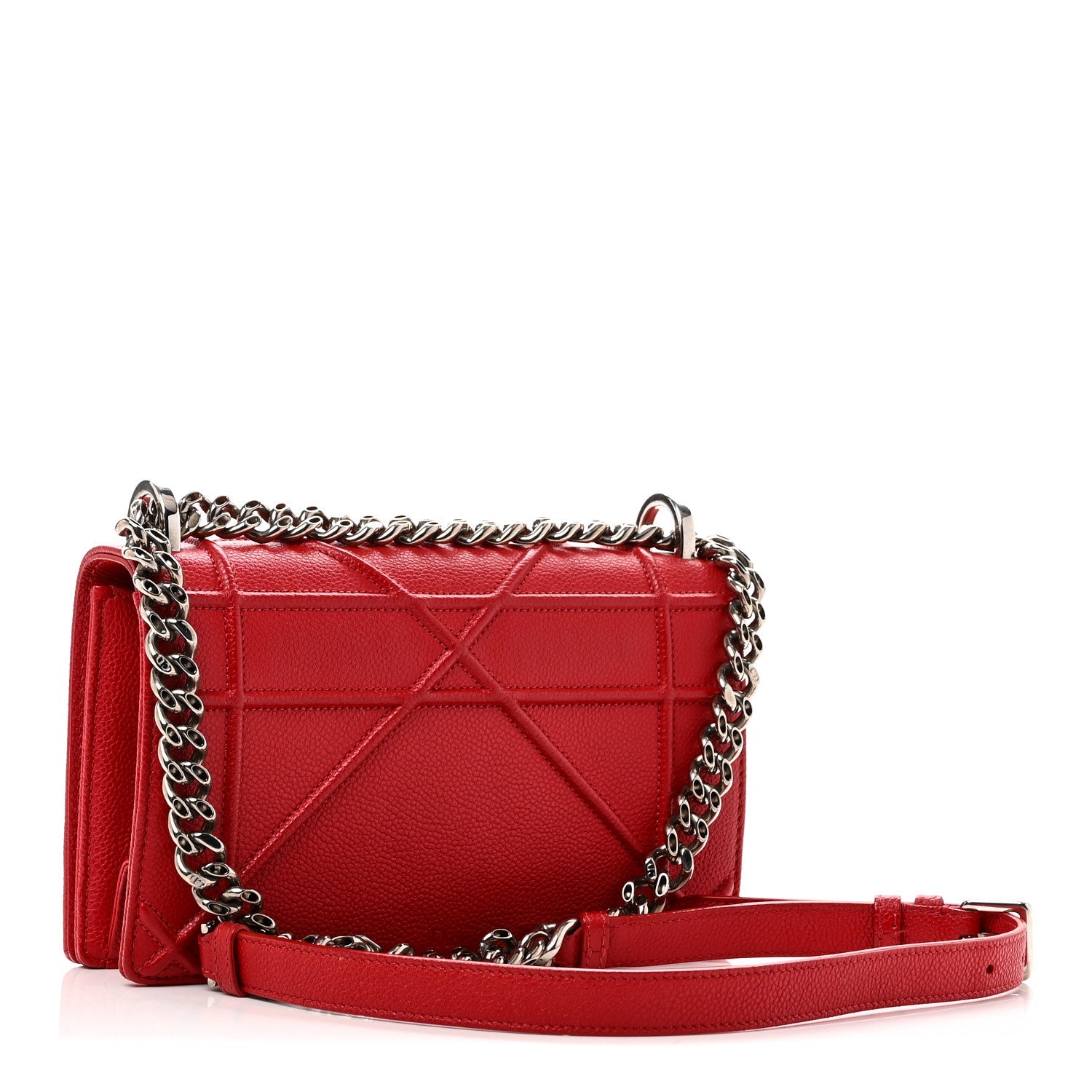 Grained Calfskin Small Diorama Flap Bag Red