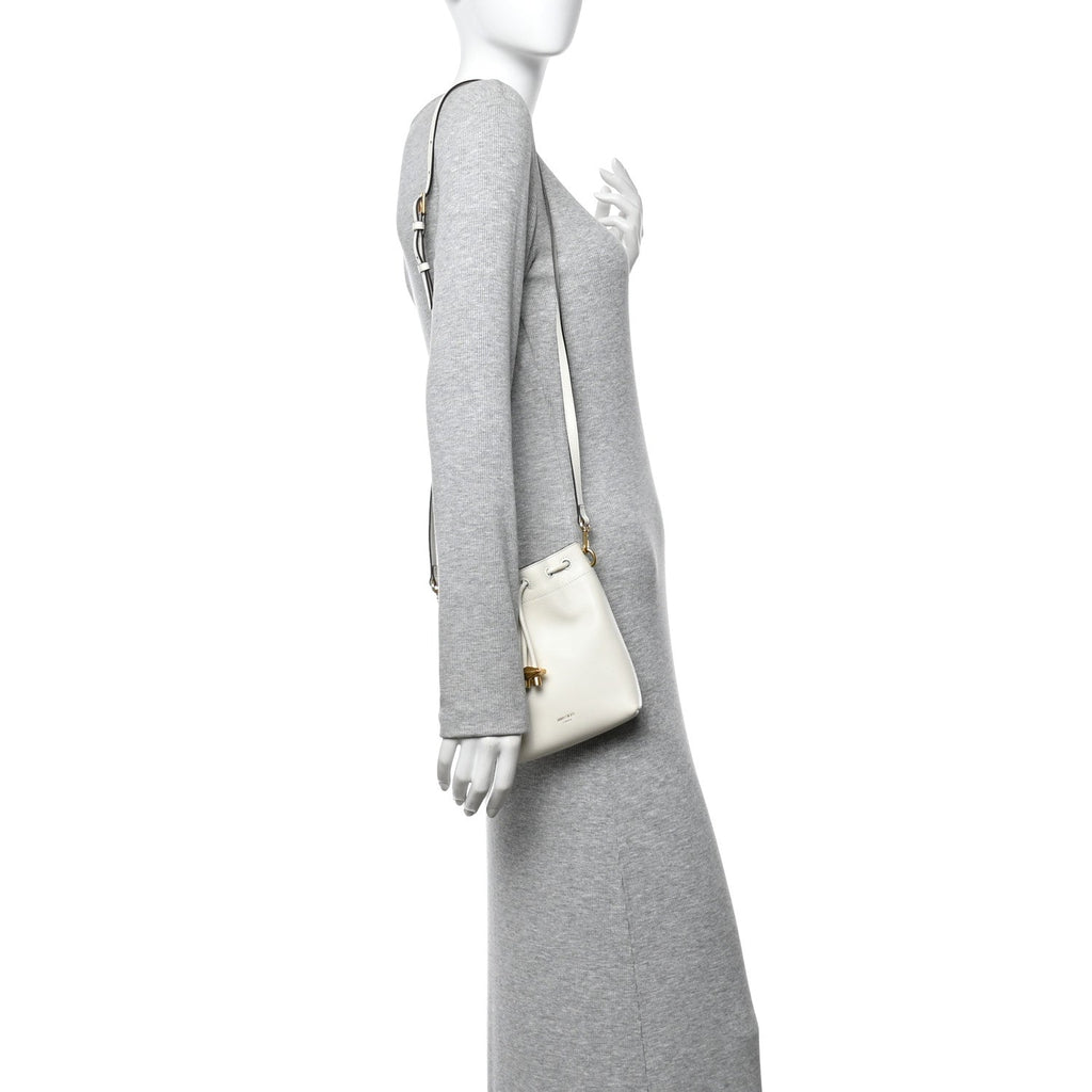 Soft Shiny Calfskin Mini Bon Bon N/S Bucket Bag Latte