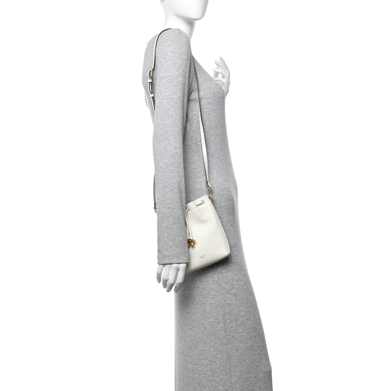 Soft Shiny Calfskin Mini Bon Bon N/S Bucket Bag Latte