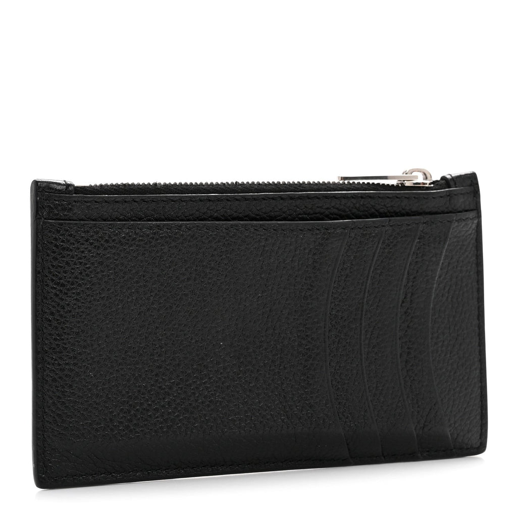 Calfskin Hourglass Long Coin Case  Holder Black