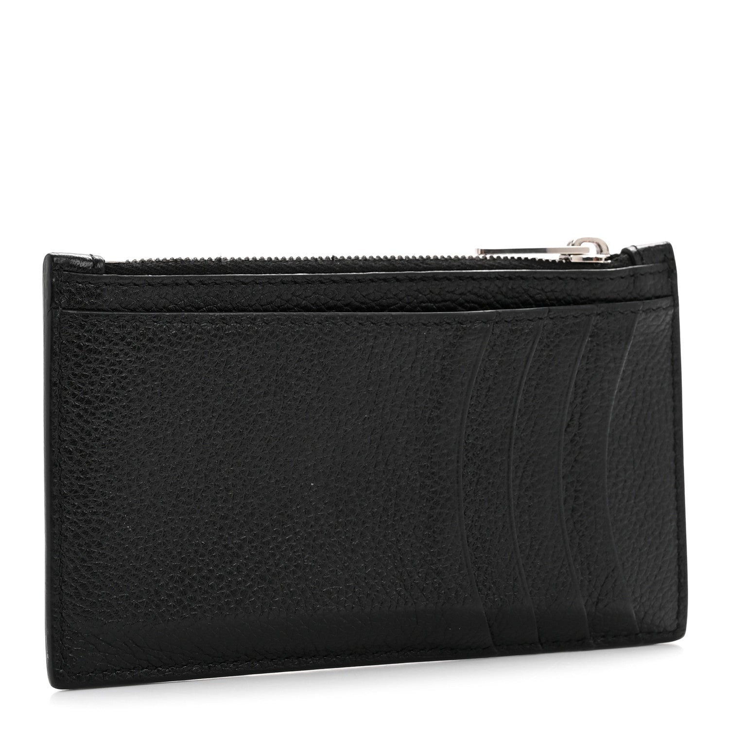Calfskin Hourglass Long Coin Case  Holder Black