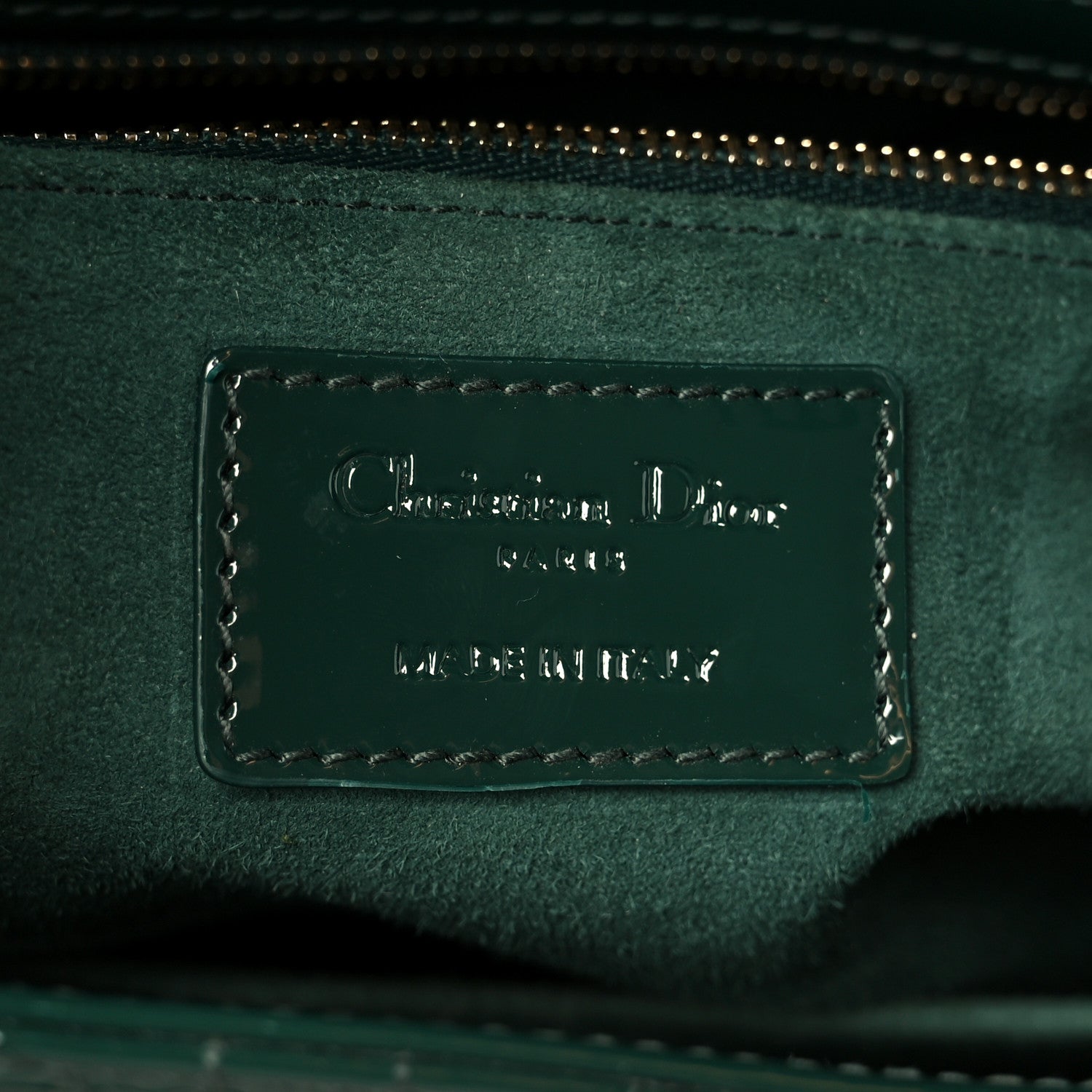 Patent Cannage Medium Lady Dior Pine Green