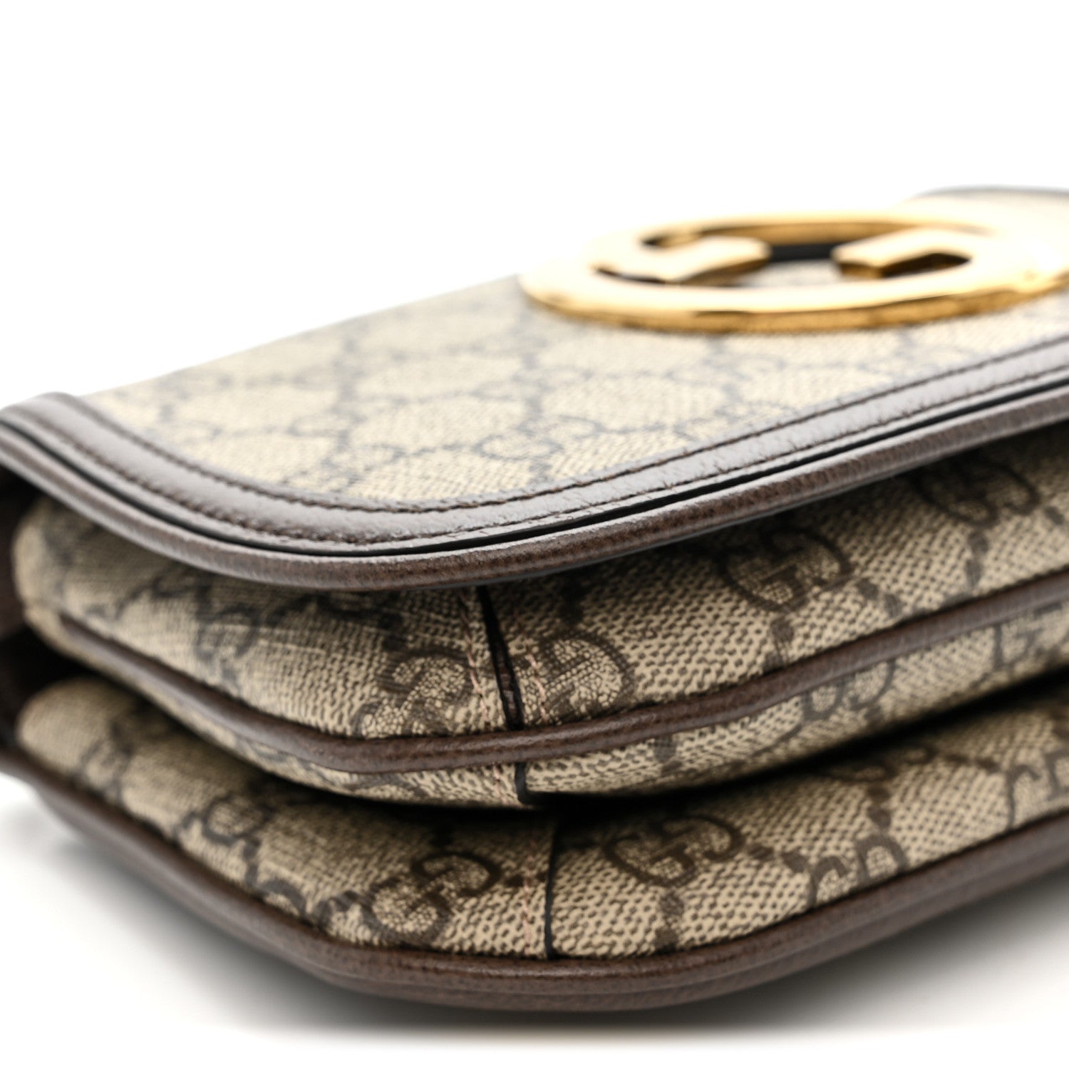 GG Supreme Monogram Textured Dollar Calfskin Mini Blondie Chain Shoulder Flap Bag Beige Ebony New Acero