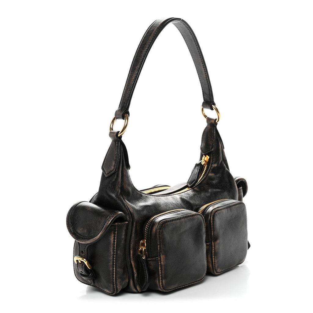 Distressed Nappa Pocket Bag Sand Coffee