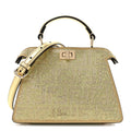 Crystal Vitello Laminato FF Petite Peekaboo I SEE U Satchel Crystal Platinum Light Gold