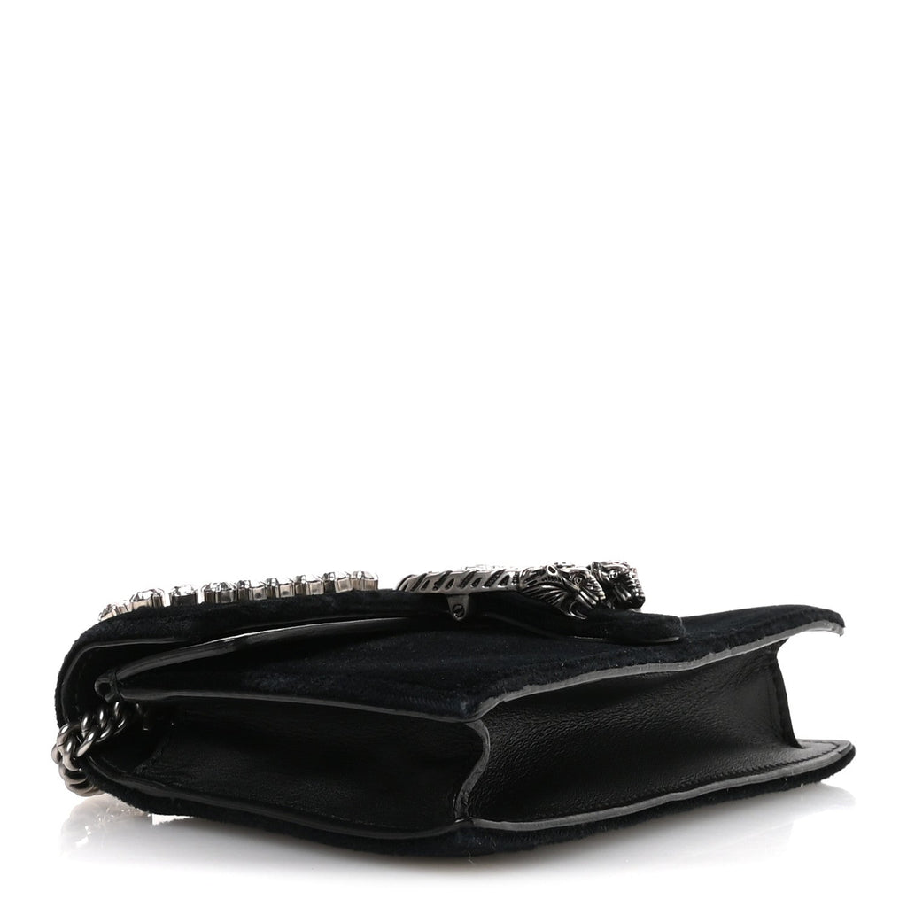 Velvet Crystal Super Mini Dionysus Shoulder Bag Black