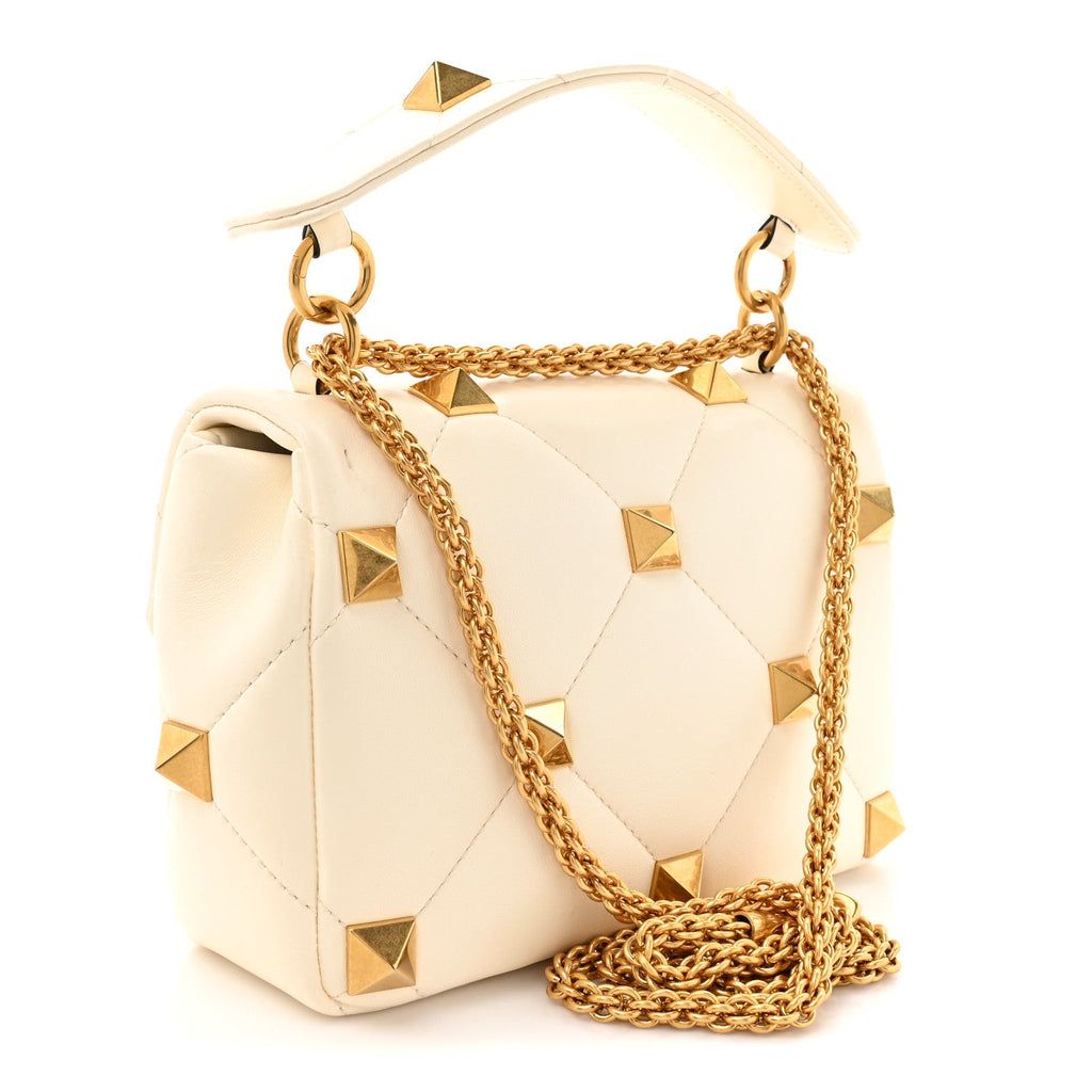 Nappa Medium Roman Stud Shoulder Bag Ivory