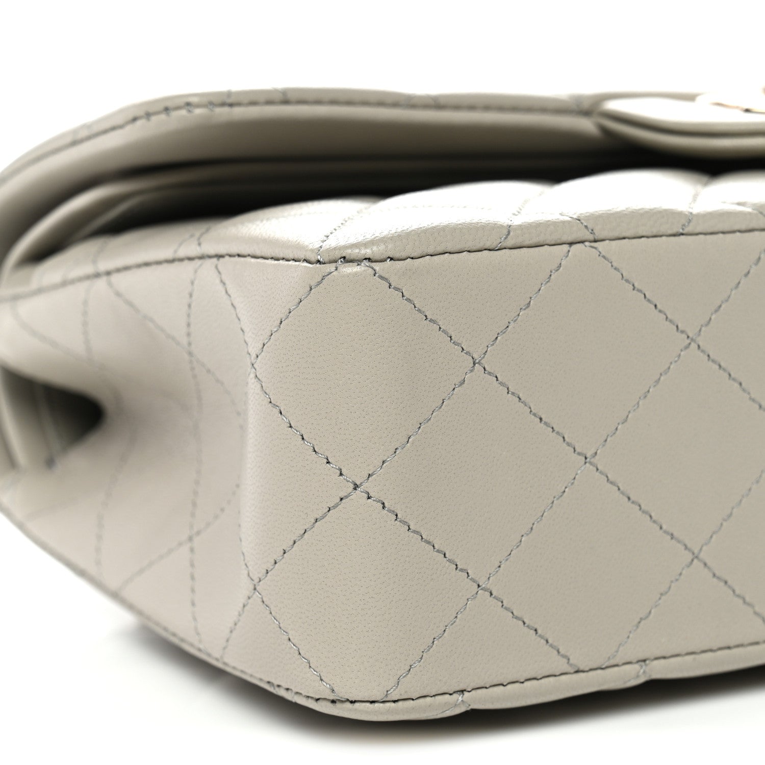 Lambskin Quilted Small Double Flap Grey
