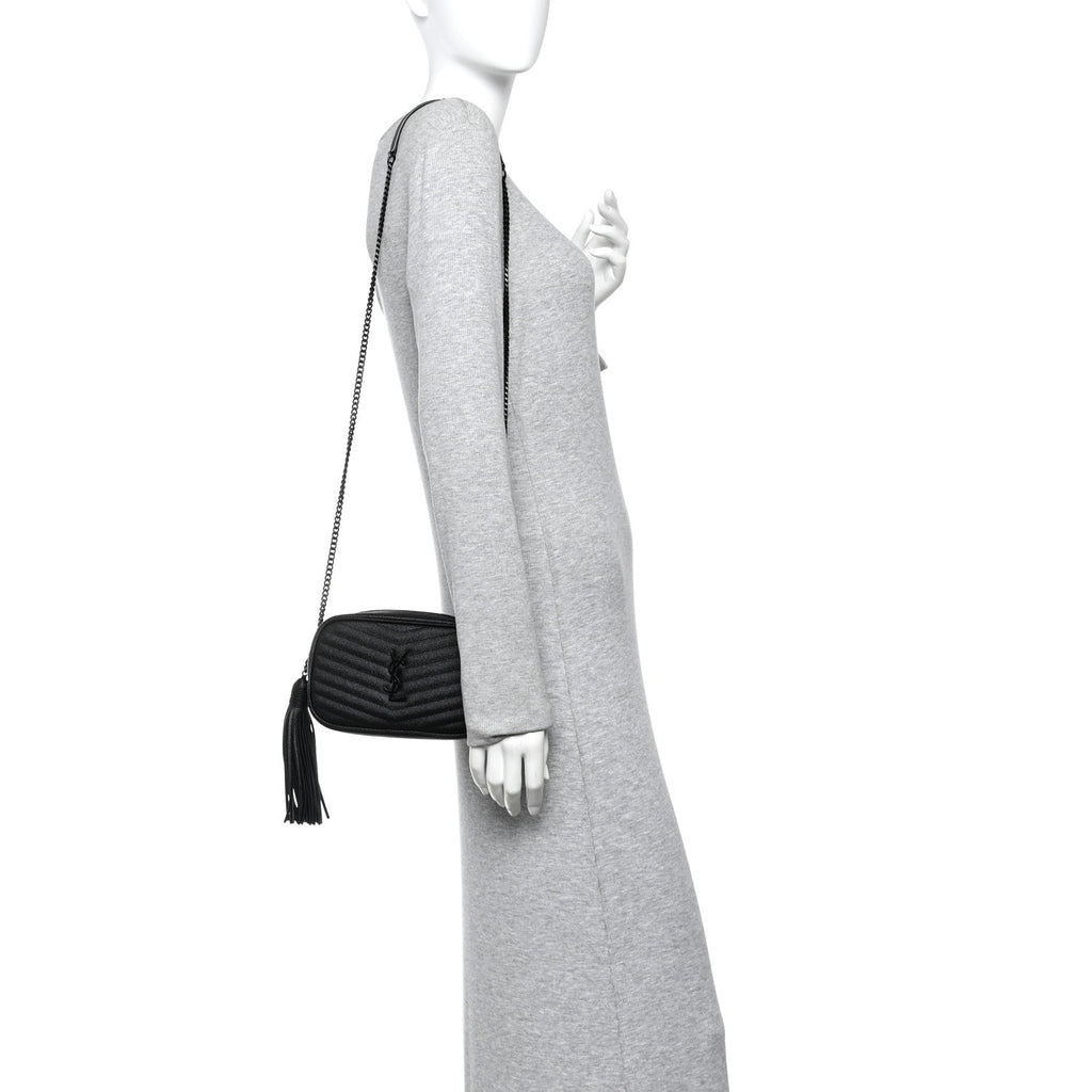 Grain De Poudre Matelasse Monochrome Monogram Mini Lou Camera Bag Black